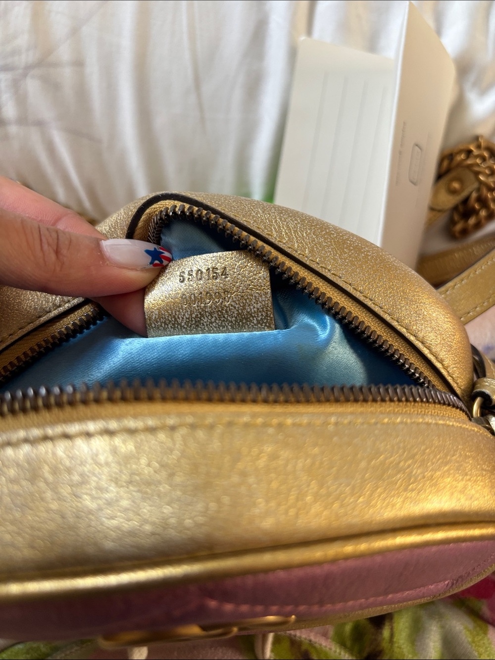 Gucci Pink and Gold Chain Marmont Round Crossbody Bag - Picture 4 of 4